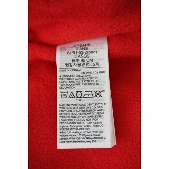Baby Gap Toddler Sz 2T Modern Red ColdControl Fleece Lined Puffer Jacket - Picture 4 of 8